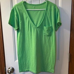 American Eagle Outfitters Light Green V-Neck Tee